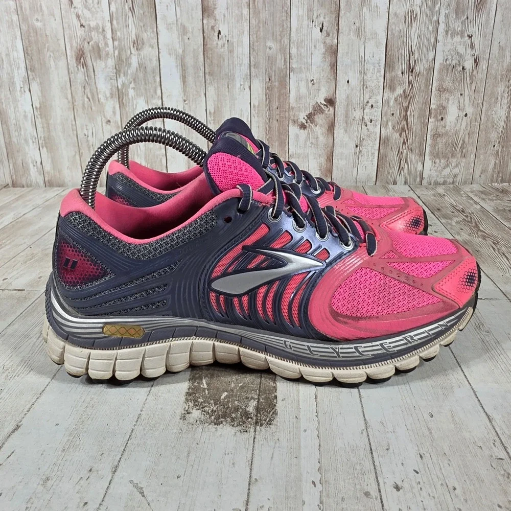 Brooks Glycerin 11‎ Womens Running Shoes Pink Navy Blue 1201371B813 Size 7.5 B